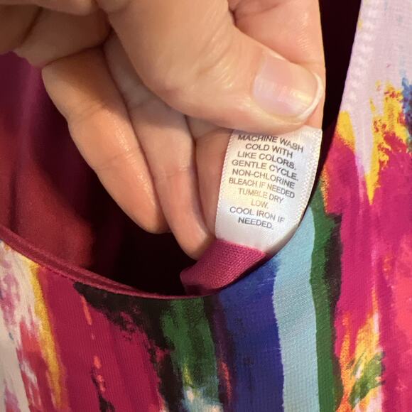 Cato Womens Shift Dress Size 16 Multi Color Abstract Sleeveless Office Career - Picture 8 of 10